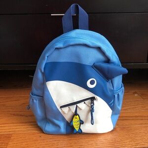 Shark Aplique Kids Blue White Casual Small Backpack